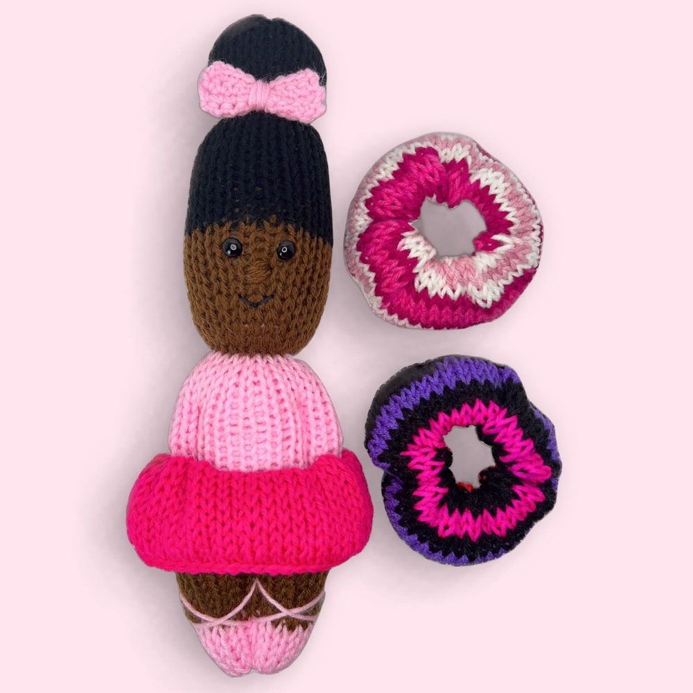Handmade Knit Ballerina Doll with Interchangeable Tu Tu’s Handcrafted Plushie - Picture 1 of 9